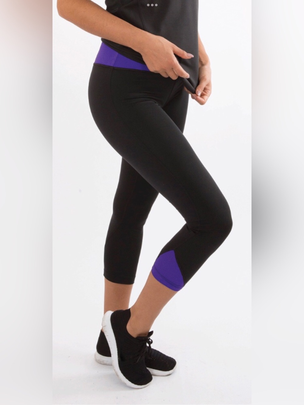 Citrus Active Wear Cropped 7/8 Athletic Pants-Black/Purple